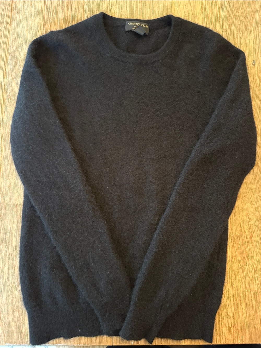 Charter Club Black Crewneck 100% Cashmere-Sweater